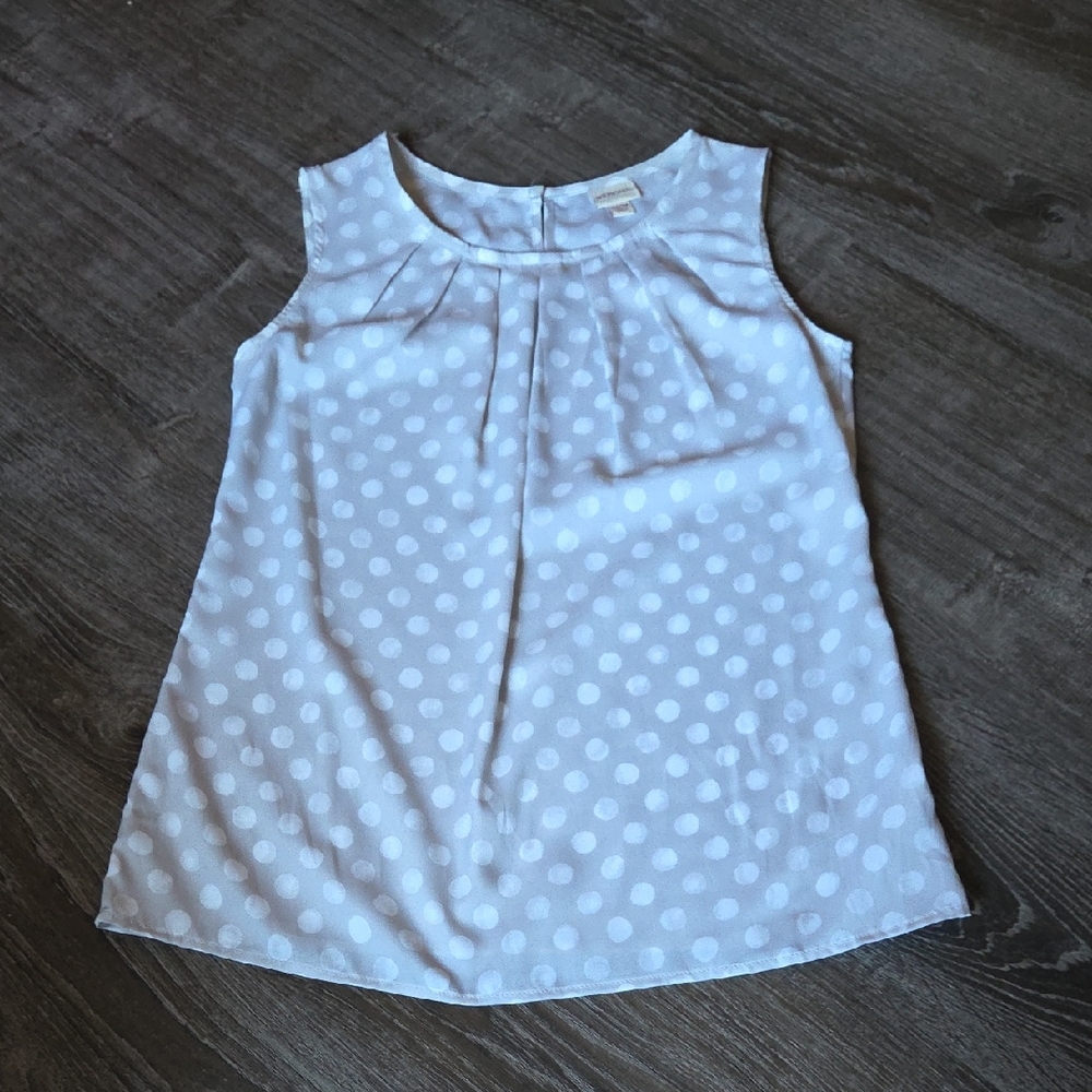 Merona Grey & White Polka Dot Top